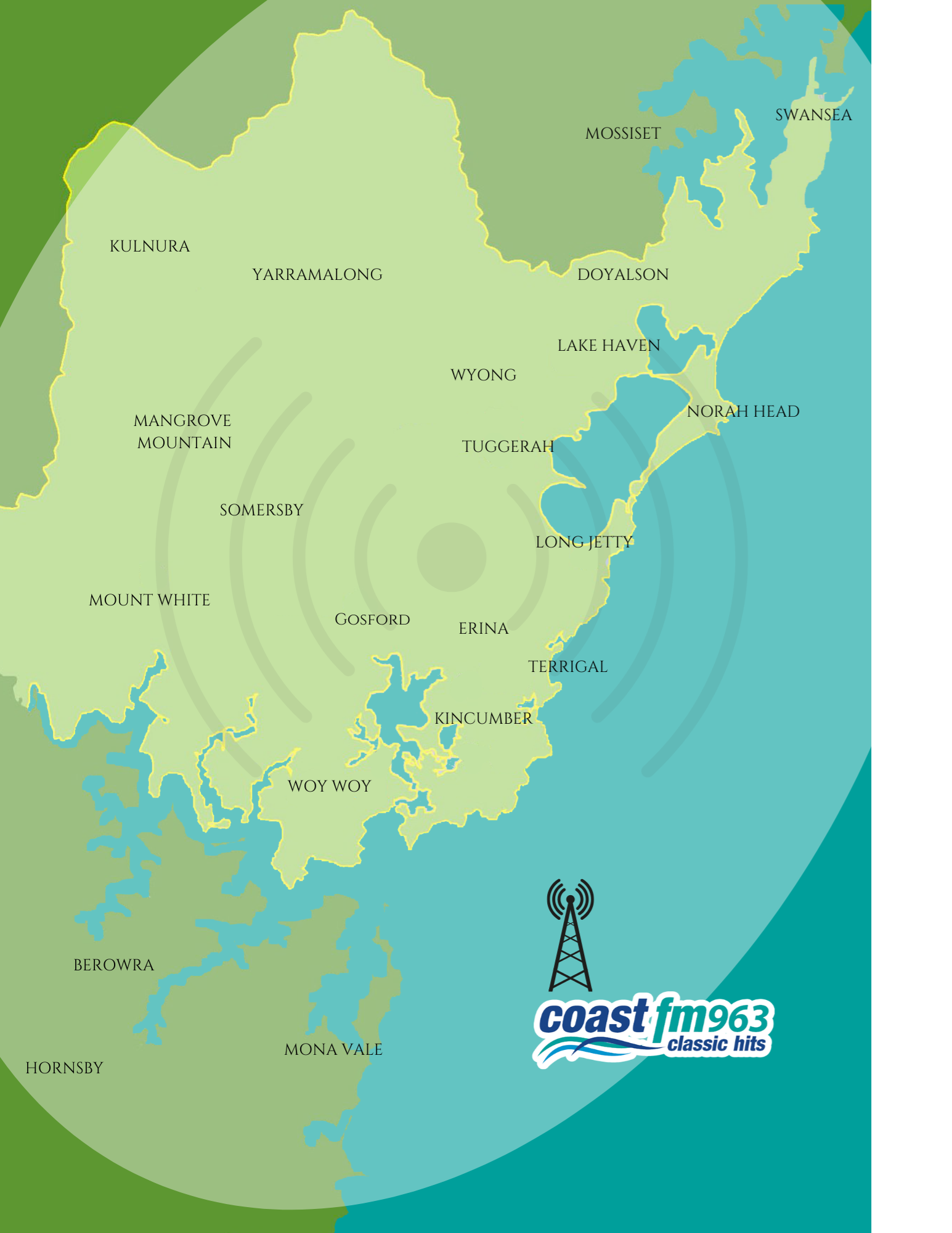 Coast FM 963 broadcast coverage map